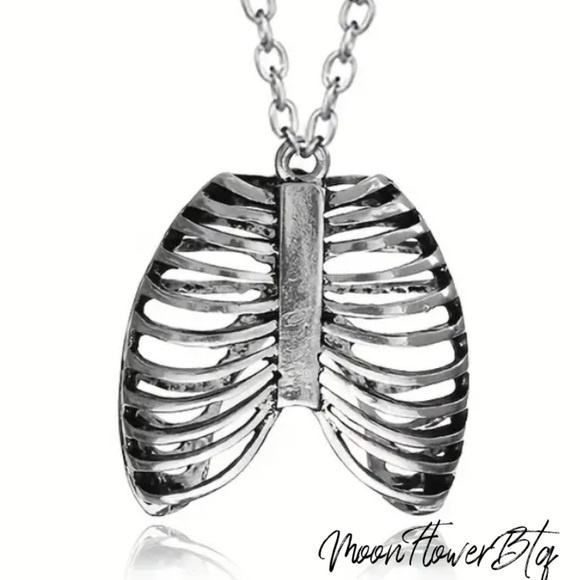 Silver Rib Cage Pendant Necklace - Picture 1 of 7